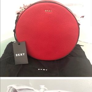 Dkny round small crossbody bag leather